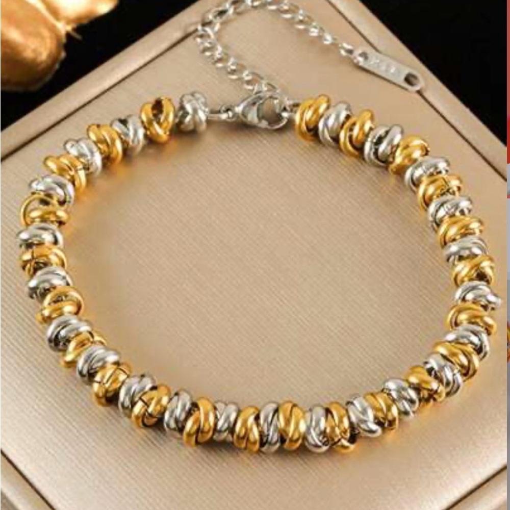 Stainless Steel Mixed Metal Chain Bracelet Dual Tone